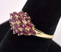 Foxy Cluster Ruby Ring In 14K Yellow Gold
