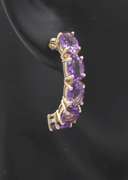 Stunning Yellow Gold oval Cut Amethyst Half Hoop Earrings