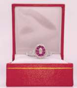 18KT SOLID WHITE GOLD, RUBY, & DIAMOND RING