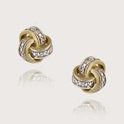 18K Gold Plated Diamond Accent Knot Earrings