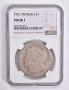 POOR 1 1921 Morgan Silver Dollar NGC Lowball Low Ball