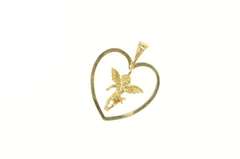 14K Yellow Gold Cherub Baby Angel Heart Love Symbol Pendant