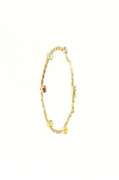 14K Yellow Gold Amethyst Topaz Citrine Triangle Link Chain Bracelet