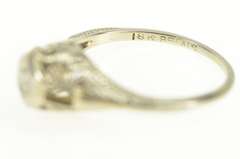 18K White Gold Art Deco Diamond Filigree Baguette Engagement Ring