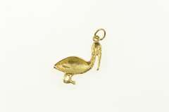 14K Yellow Gold Diamond Cut Pelican Coastal Shore Bird Charm/Pendant