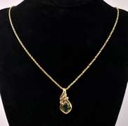 Gorgeous Tourmaline and Diamond Pendant Necklace In 14KT Yellow Gold