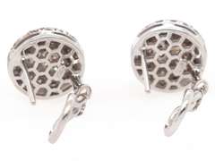 Handsome 1.00ctw Brown and White Diamond Cluster Button Earrings in 18K