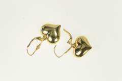 14K Yellow Gold Puffy Heart Love Symbol Dangle Vintage Earrings