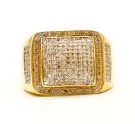 14kt Solid Yellow Gold & Diamond Men's Ring