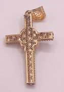 14kt Solid Yellow Gold & Onyx Cross Pendant