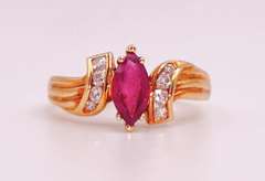 18kt Solid Yellow Gold, Ruby, & Diamond Ring