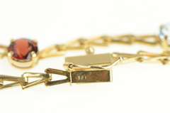 14K Yellow Gold Amethyst Topaz Citrine Triangle Link Chain Bracelet