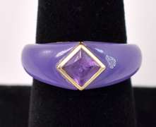Enchanting Purple Amethyst Ring In 14K Yellow Gold