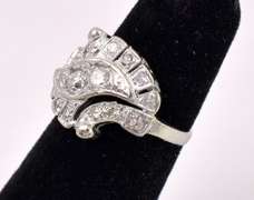 Shiny Diamond Ring In 14K White Gold