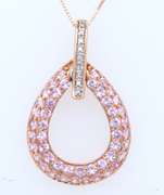 Fabulous Rose Gold Pink Topaz and Diamond Pendant on Chain