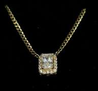 CLASSY CUBIC ZIRCONIA PENDANT SET IN 14K YELLOW GOLD