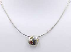 Tiffany & Co Disc Pendant with Colored Gems on Snake Chain