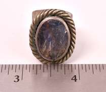 Awesome 12.24CTS Checkerboard Cut Blue Sapphire Ring in Sterling Silver