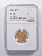 MS62 1929 $2.50 Indian Head Gold Quarter Eagle NGC