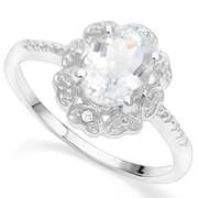 1.39 CT AQUAMARINE SILVER COCKTAIL RING