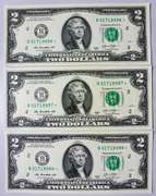 (3) Superb Crisp 2013 $2 Star Replacement Notes New York-Consecutive!