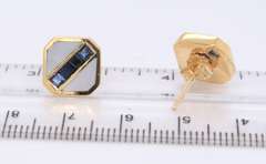 Vintage Bvlgari Mop and Sapphire Pendant on Chain with Matching Earrings