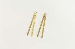 14K Yellow Gold Square Diamond Cut Bar Stud Enhancer Earring Jackets