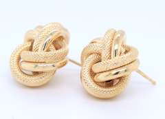 Divine 18kt Polished and Satin Love Knot Earrings
