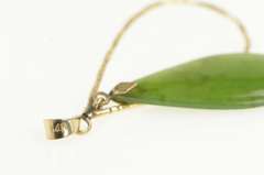 14K Yellow Gold Nephrite Tear Drop Dangle Retro Statement Pendant