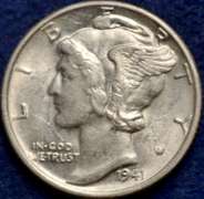 1941 Mercury Dime BU