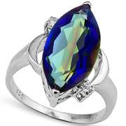 4.75 CT OCEAN MYSTIC GEMSTONE & WHITE TOPAZ SILVER RING