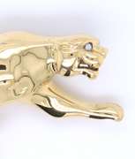 Charming Yellow Gold Panther Pin with Diamond Eye