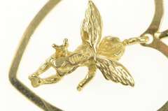 14K Yellow Gold Cherub Baby Angel Heart Love Symbol Pendant