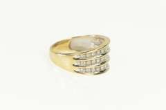 10K Yellow Gold 0.50 Ctw Tiered Row Diamond Statement Band Ring