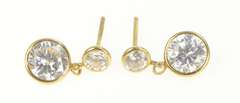 14K Yellow Gold Round Cubic Zirconia Dangle Statement Earrings