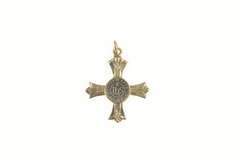 14K Yellow Gold Apostleship of Prayer Pope Prayer Cross Pendant