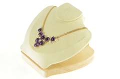 14K Yellow Gold 1940's Amethyst Cabochon Pearl Statement Necklace