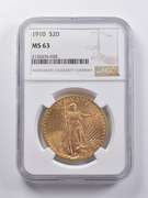 MS63 1910 $20 Saint-Gaudens Gold Double Eagle NGC