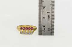 18K Yellow Gold 1913 1.10Ctw OEC Diamond Sapphire Ruby Band Ring