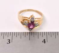 Stunning Rhodolite with Diamonds Ring In Yellow Gold