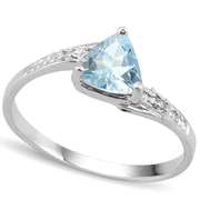 2/5 CT AQUAMARINE SILVER RING