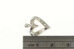 10K White Gold Diamond Inset Heart Classic Love Symbol Pendant