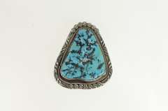 Sterling Silver NE Signed Native American Turquoise Navajo Pendant