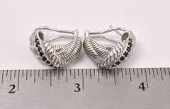 Blue Topaz Hoop Earrings In Sterling Silver