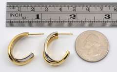 Feminine J Hoop Earrings in 14k White & Yellow