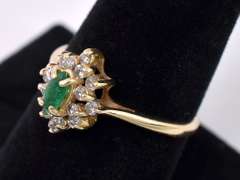 Lovely Emerald Ring with Diamonds In 14K Yellow Gold