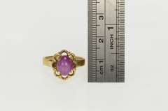 14K Yellow Gold 1960's Syn. Star Ruby Cabochon Vintage Ornate Ring