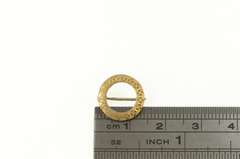 10K Yellow Gold Ornate Pinstripe Round Circle Vintage Pin/Brooch