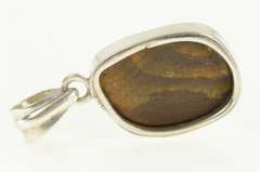 Sterling Silver Oval Natural Opal Inset Bezel Southwestern Pendant