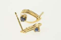 14K Yellow Gold Garnet Tear Drop Filigree Retro Stud Earrings